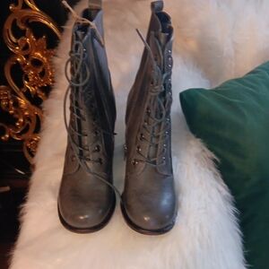 Elegant Charcoal Lace-Up Boots